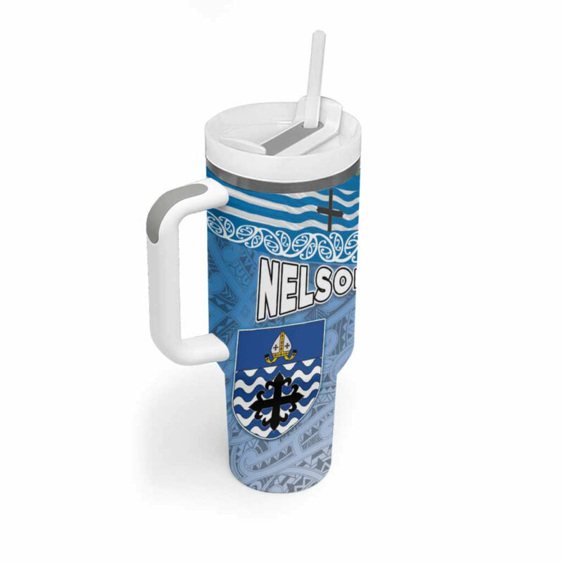 New Zealand Nelson Nelson‚Äôs Flag and Seal Maori Art Tattoo Custom Stanley Quencher 40oz Stainless Steel Tumbler With Handle - Threewoofs - Image 2