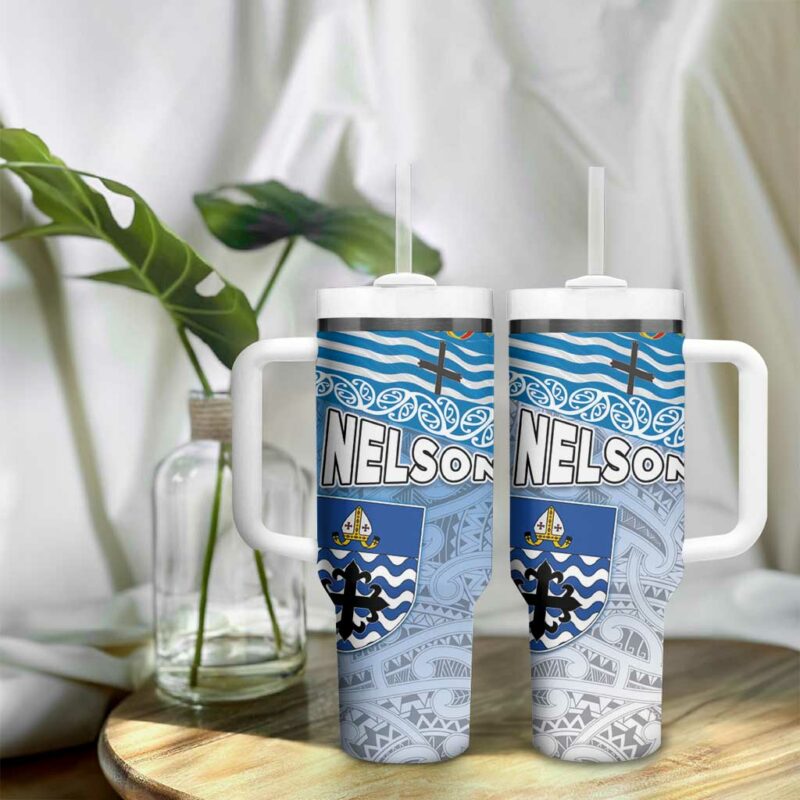 New Zealand Nelson Nelson‚Äôs Flag and Seal Maori Art Tattoo Custom Stanley Quencher 40oz Stainless Steel Tumbler With Handle - Threewoofs - Image 9