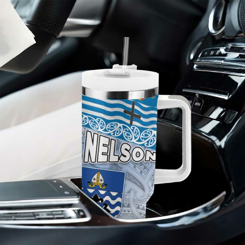 New Zealand Nelson Nelson‚Äôs Flag and Seal Maori Art Tattoo Custom Stanley Quencher 40oz Stainless Steel Tumbler With Handle - Threewoofs - Image 8