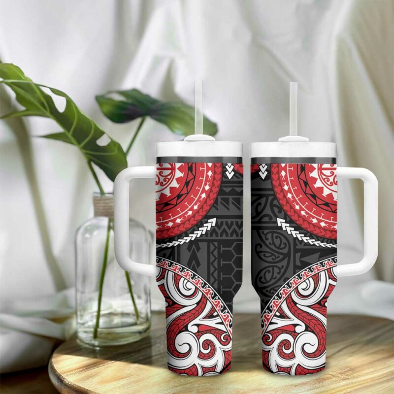 New Zealand Red Maori Koru Simple Custom Stanley Quencher 40oz Stainless Steel Tumbler With Handle - Threewoofs - Image 9