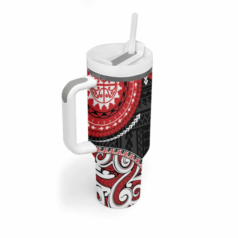 New Zealand Red Maori Koru Simple Custom Stanley Quencher 40oz Stainless Steel Tumbler With Handle - Threewoofs - Image 2