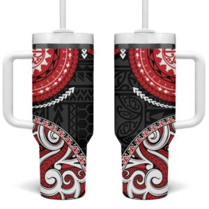 New Zealand Red Maori Koru Simple Custom Stanley Quencher 40oz Stainless Steel Tumbler With Handle - Threewoofs