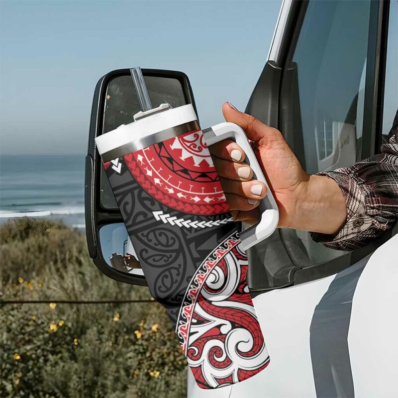 New Zealand Red Maori Koru Simple Custom Stanley Quencher 40oz Stainless Steel Tumbler With Handle - Threewoofs - Image 7