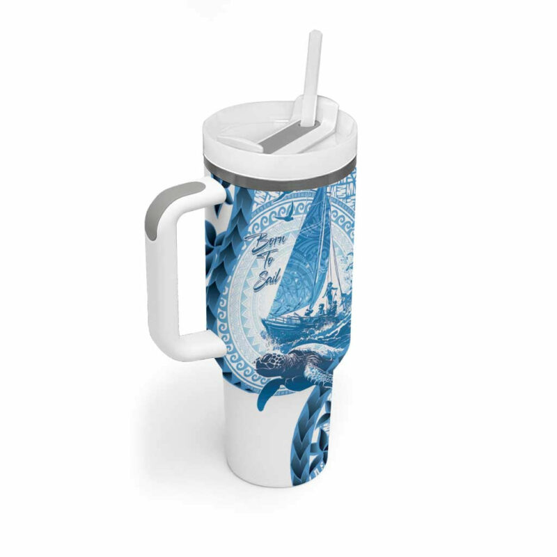 New Zealand Sailing Aotearoa Yacht Racing Born To Sail Custom Stanley Quencher 40oz Stainless Steel Tumbler With Handle - Threewoofs - Image 2