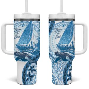 New Zealand Sailing Aotearoa Yacht Racing Born To Sail Custom Stanley Quencher 40oz Stainless Steel Tumbler With Handle - Threewoofs