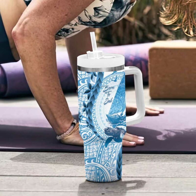 New Zealand Sailing Aotearoa Yacht Racing Born To Sail Custom Stanley Quencher 40oz Stainless Steel Tumbler With Handle - Threewoofs - Image 6