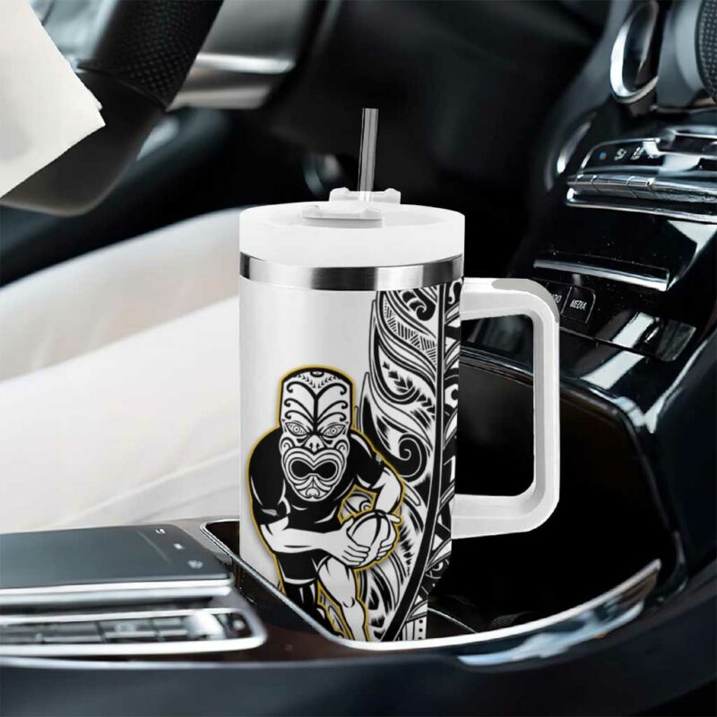 New Zealand Silver Fern Rugby All Black Maori White Custom Stanley Quencher 40oz Stainless Steel Tumbler With Handle - Threewoofs - Image 8