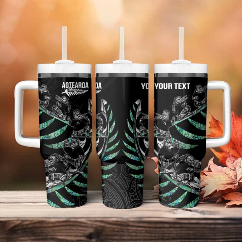 New Zealand Silver Fern Rugby Aotearoa Kiwi Maori Custom Stanley Quencher 40oz Stainless Steel Tumbler With Handle - Threewoofs - Image 4