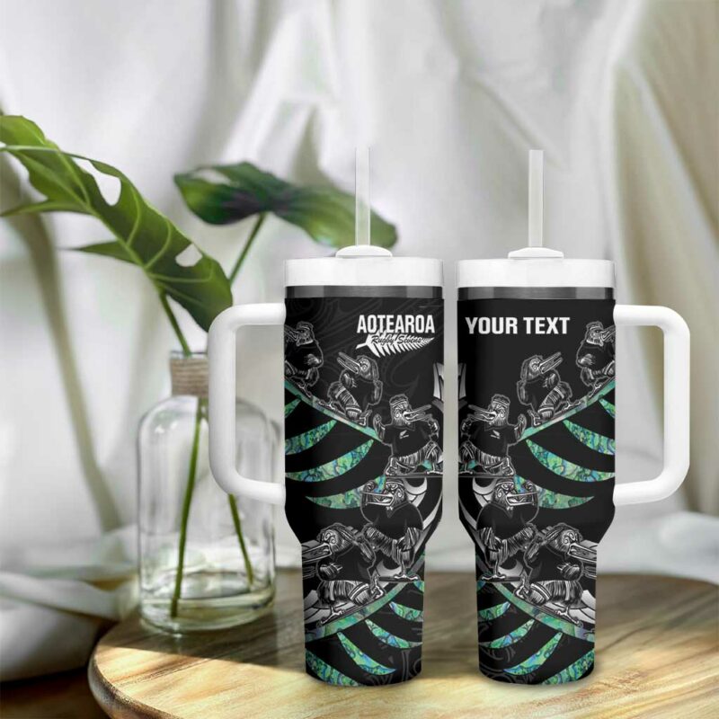 New Zealand Silver Fern Rugby Aotearoa Kiwi Maori Custom Stanley Quencher 40oz Stainless Steel Tumbler With Handle - Threewoofs - Image 9