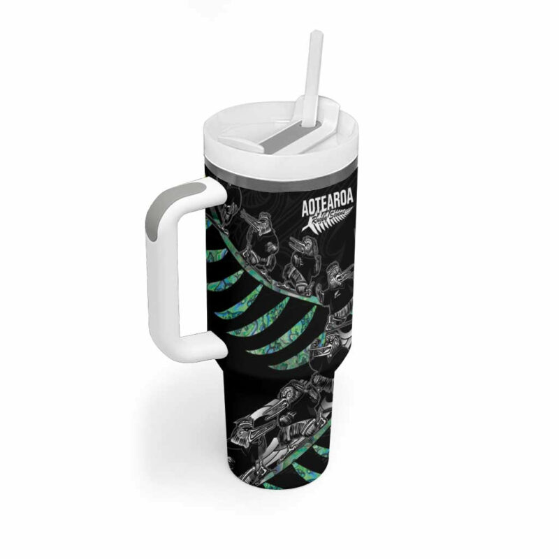 New Zealand Silver Fern Rugby Aotearoa Kiwi Maori Custom Stanley Quencher 40oz Stainless Steel Tumbler With Handle - Threewoofs - Image 2