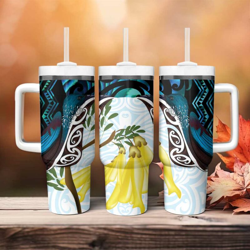 New Zealand Silver Fern Tui Bird Custom Stanley Quencher 40oz Stainless Steel Tumbler With Handle - Threewoofs - Image 4