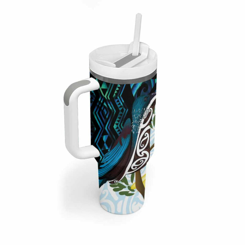 New Zealand Silver Fern Tui Bird Custom Stanley Quencher 40oz Stainless Steel Tumbler With Handle - Threewoofs - Image 2
