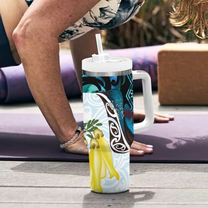 New Zealand Silver Fern Tui Bird Custom Stanley Quencher 40oz Stainless Steel Tumbler With Handle - Threewoofs - Image 6