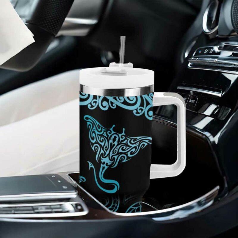 New Zealand Stingray Aotearoa Whai With Maori Paua Shell Custom Stanley Quencher 40oz Stainless Steel Tumbler With Handle - Threewoofs - Image 8