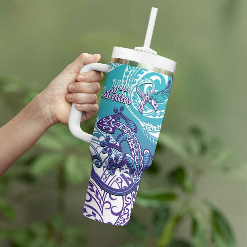 New Zealand Suicide Prevention Month You Matter NZ Fern Custom Stanley Quencher 40oz Stainless Steel Tumbler With Handle - Threewoofs - Image 3