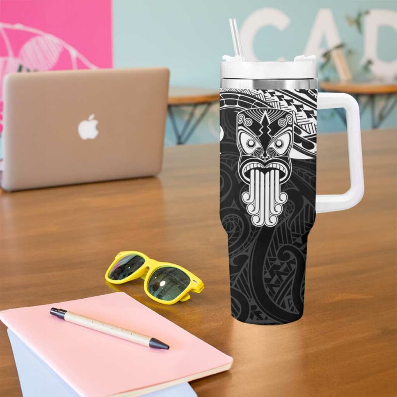 New Zealand Te Reo Maori Kia Kaha Maori Language Week Black Custom Stanley Quencher 40oz Stainless Steel Tumbler With Handle - Threewoofs - Image 5