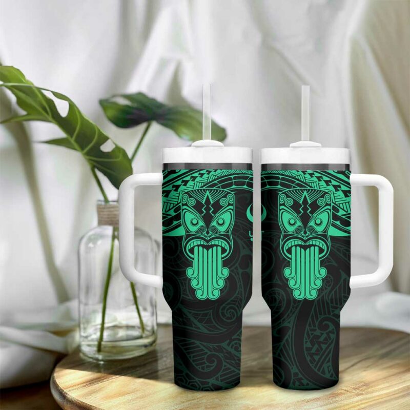 New Zealand Te Reo Maori Kia Kaha Maori Language Week Green Custom Stanley Quencher 40oz Stainless Steel Tumbler With Handle - Threewoofs - Image 9