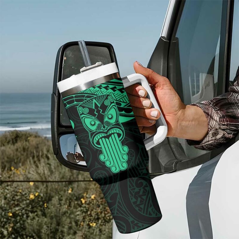 New Zealand Te Reo Maori Kia Kaha Maori Language Week Green Custom Stanley Quencher 40oz Stainless Steel Tumbler With Handle - Threewoofs - Image 7