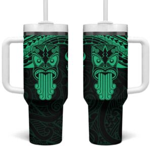 New Zealand Te Reo Maori Kia Kaha Maori Language Week Green Custom Stanley Quencher 40oz Stainless Steel Tumbler With Handle - Threewoofs