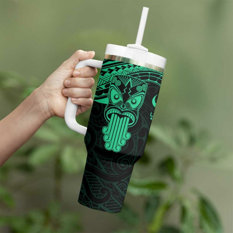 New Zealand Te Reo Maori Kia Kaha Maori Language Week Green Custom Stanley Quencher 40oz Stainless Steel Tumbler With Handle - Threewoofs - Image 3