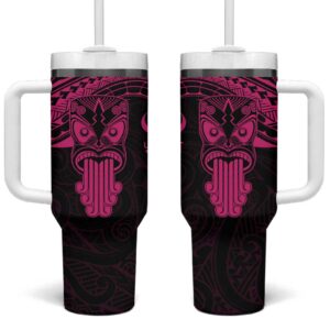New Zealand Te Reo Maori Kia Kaha Maori Language Week Pink Custom Stanley Quencher 40oz Stainless Steel Tumbler With Handle - Threewoofs