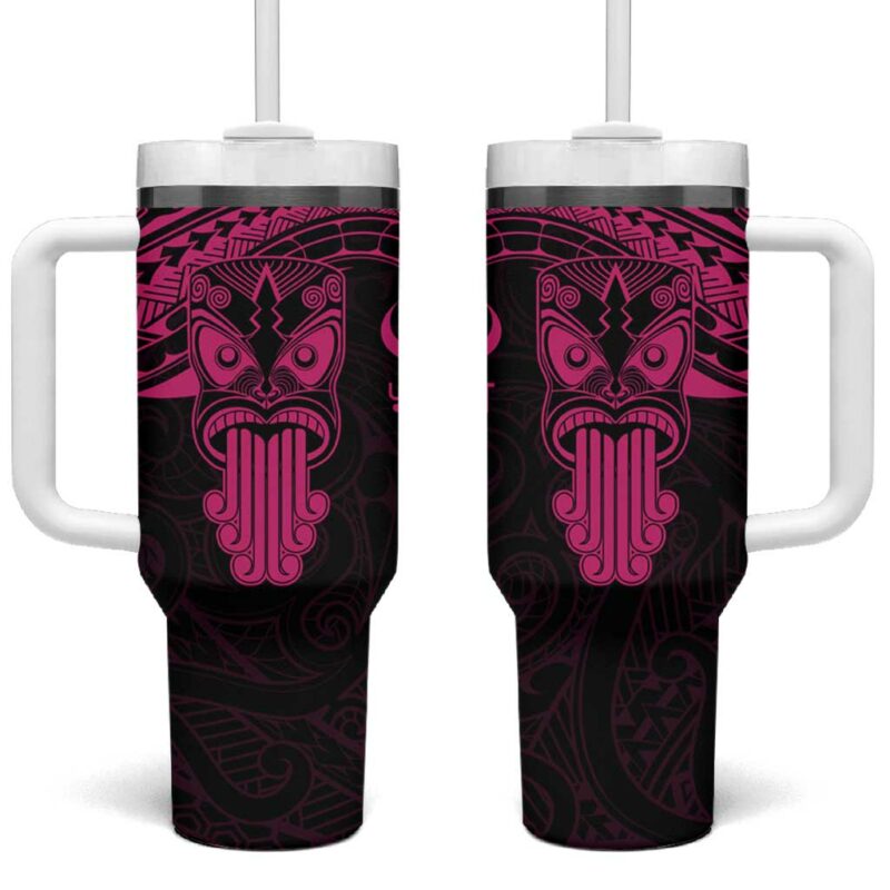 New Zealand Te Reo Maori Kia Kaha Maori Language Week Pink Custom Stanley Quencher 40oz Stainless Steel Tumbler With Handle - Threewoofs
