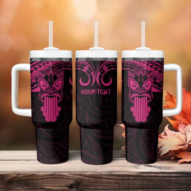 New Zealand Te Reo Maori Kia Kaha Maori Language Week Pink Custom Stanley Quencher 40oz Stainless Steel Tumbler With Handle - Threewoofs - Image 4