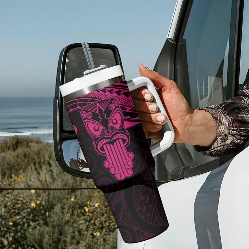 New Zealand Te Reo Maori Kia Kaha Maori Language Week Pink Custom Stanley Quencher 40oz Stainless Steel Tumbler With Handle - Threewoofs - Image 7