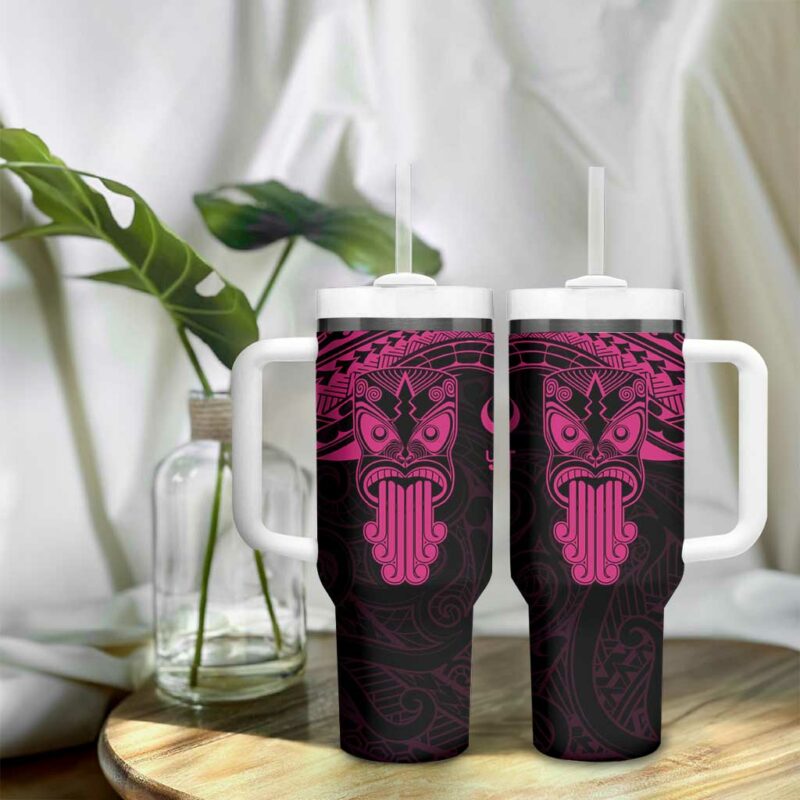 New Zealand Te Reo Maori Kia Kaha Maori Language Week Pink Custom Stanley Quencher 40oz Stainless Steel Tumbler With Handle - Threewoofs - Image 9