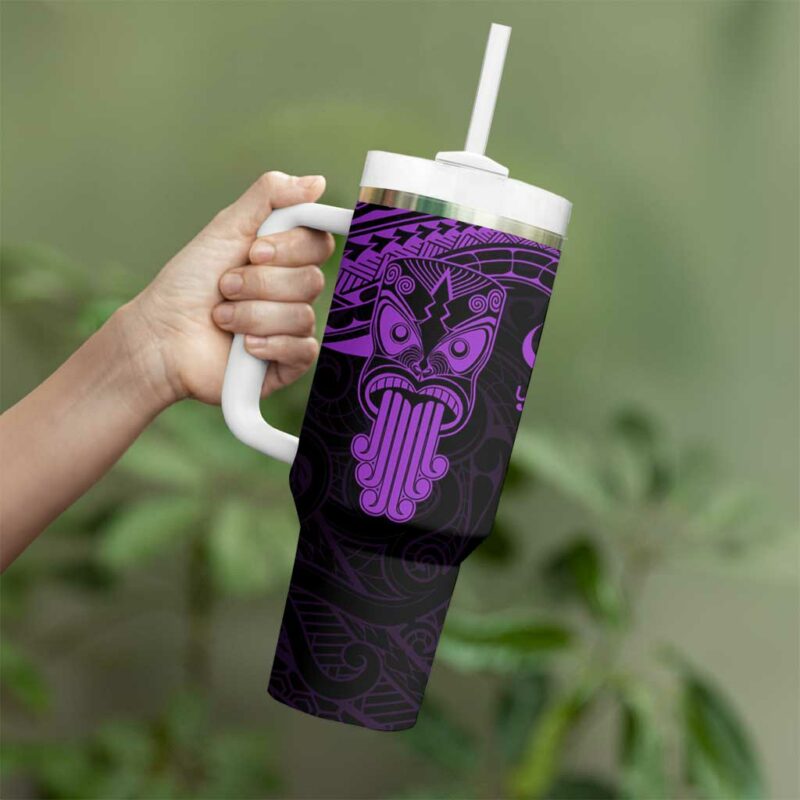 New Zealand Te Reo Maori Kia Kaha Maori Language Week Purple Custom Stanley Quencher 40oz Stainless Steel Tumbler With Handle - Threewoofs - Image 3