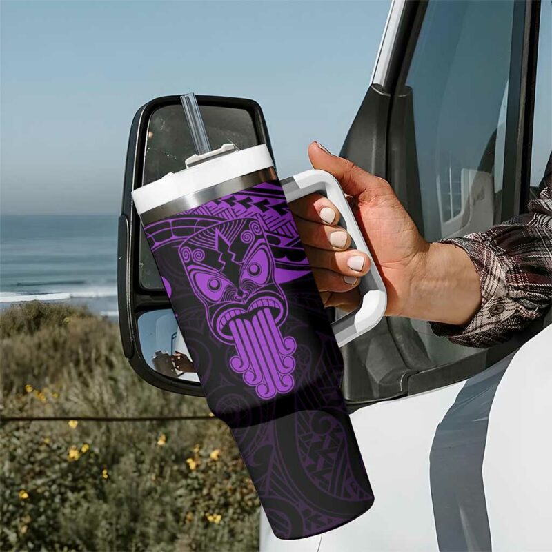 New Zealand Te Reo Maori Kia Kaha Maori Language Week Purple Custom Stanley Quencher 40oz Stainless Steel Tumbler With Handle - Threewoofs - Image 7
