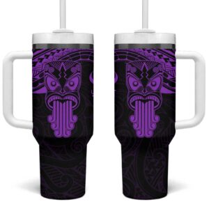 New Zealand Te Reo Maori Kia Kaha Maori Language Week Purple Custom Stanley Quencher 40oz Stainless Steel Tumbler With Handle - Threewoofs