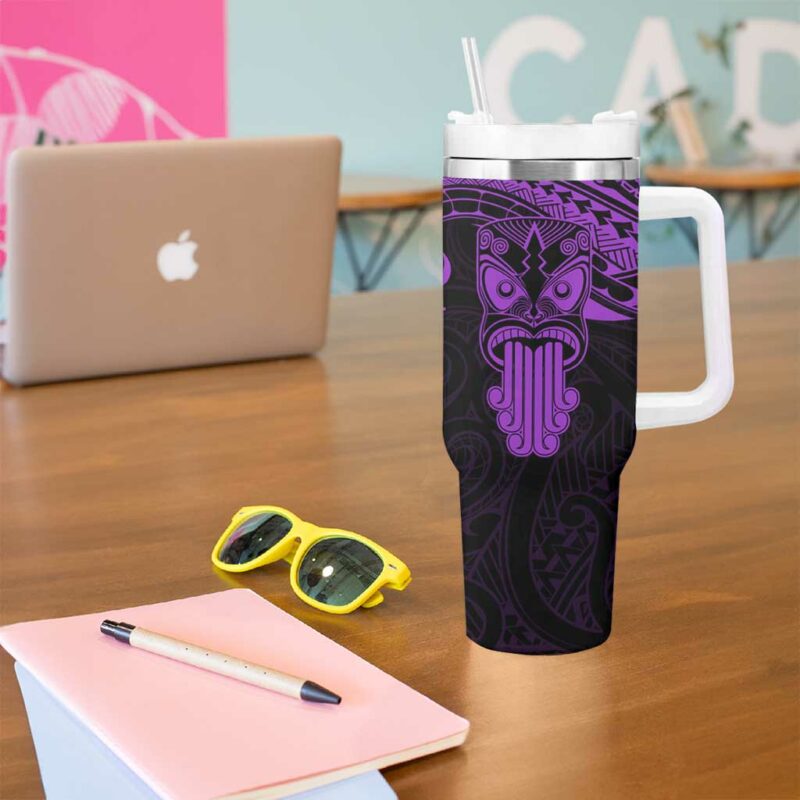 New Zealand Te Reo Maori Kia Kaha Maori Language Week Purple Custom Stanley Quencher 40oz Stainless Steel Tumbler With Handle - Threewoofs - Image 5