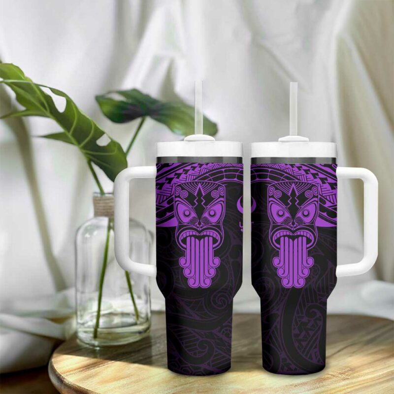 New Zealand Te Reo Maori Kia Kaha Maori Language Week Purple Custom Stanley Quencher 40oz Stainless Steel Tumbler With Handle - Threewoofs - Image 9