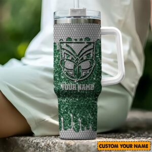 New Zealand Warriors NRL Sports Glitter Custom Stanley Quencher 40oz Stainless Steel Tumbler With Handle - Threewoofs