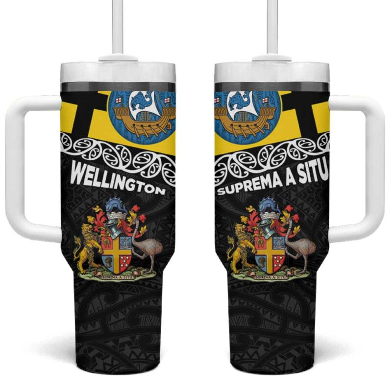 New Zealand Wellington The Capital‚Äôs Emblems Flag and Koru Art Custom Stanley Quencher 40oz Stainless Steel Tumbler With Handle - Threewoofs