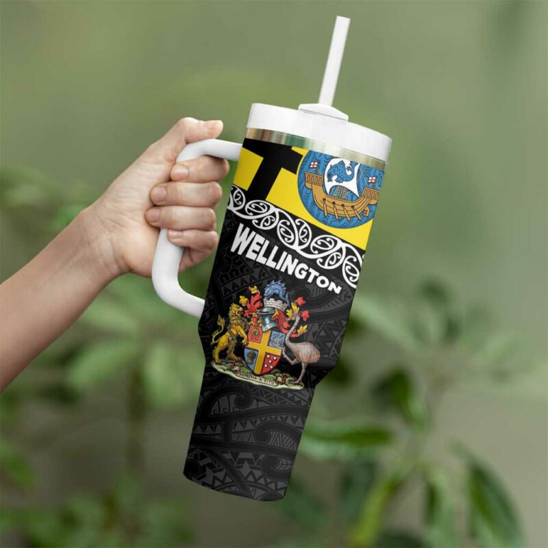 New Zealand Wellington The Capital‚Äôs Emblems Flag and Koru Art Custom Stanley Quencher 40oz Stainless Steel Tumbler With Handle - Threewoofs - Image 3