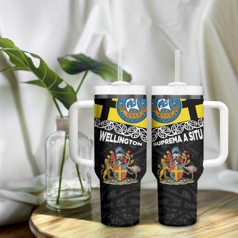 New Zealand Wellington The Capital‚Äôs Emblems Flag and Koru Art Custom Stanley Quencher 40oz Stainless Steel Tumbler With Handle - Threewoofs - Image 9