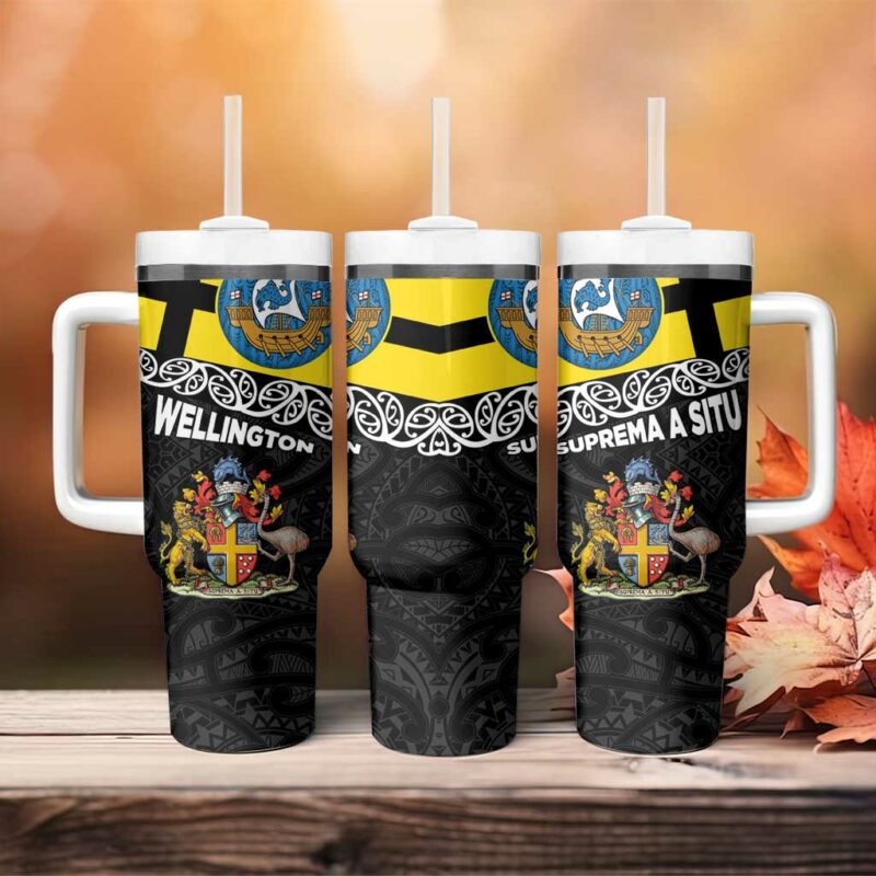 New Zealand Wellington The Capital‚Äôs Emblems Flag and Koru Art Custom Stanley Quencher 40oz Stainless Steel Tumbler With Handle - Threewoofs - Image 4