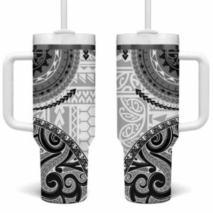 New Zealand White Maori Koru Simple Custom Stanley Quencher 40oz Stainless Steel Tumbler With Handle - Threewoofs