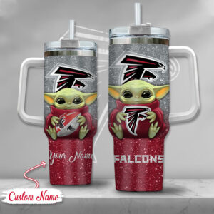 Custom Name Baby Alien Football Fan Tumbler with Handle