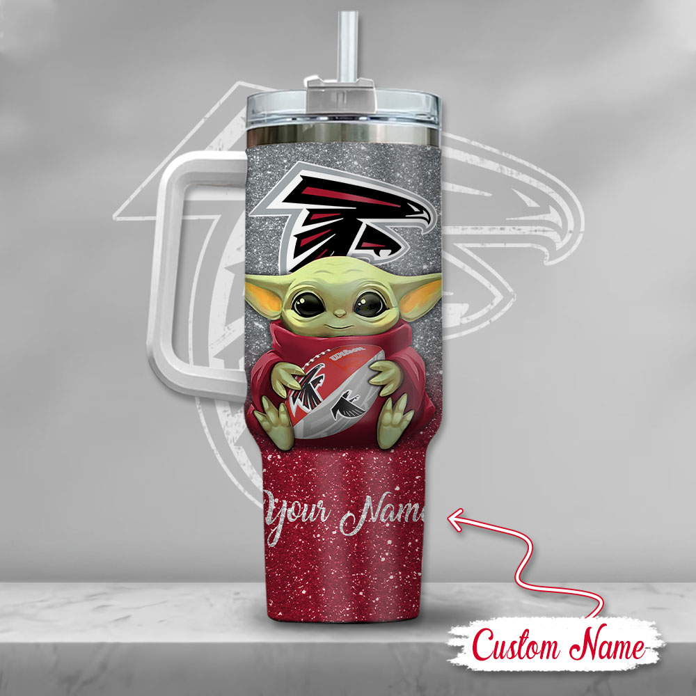 Custom Name Baby Alien Football Fan Tumbler with Handle - Image 3