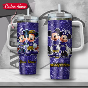 Custom Name Mickey & Minnie Glitter Tumbler with Handle - Perfect Gift!