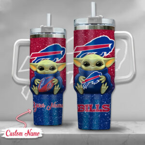 Custom Name Baby Alien Football Tumbler with Handle - Perfect Gift for Fans