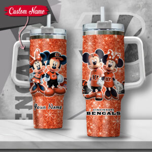 Personalized Mickey & Minnie Football Tumbler – Custom Name Gift