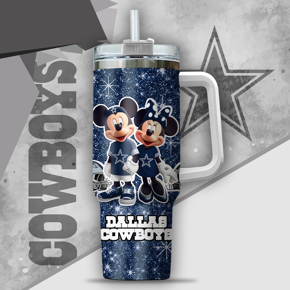 Custom Name Mickey & Minnie Dallas Cowboys Tumbler - Personalized Gift - Image 2