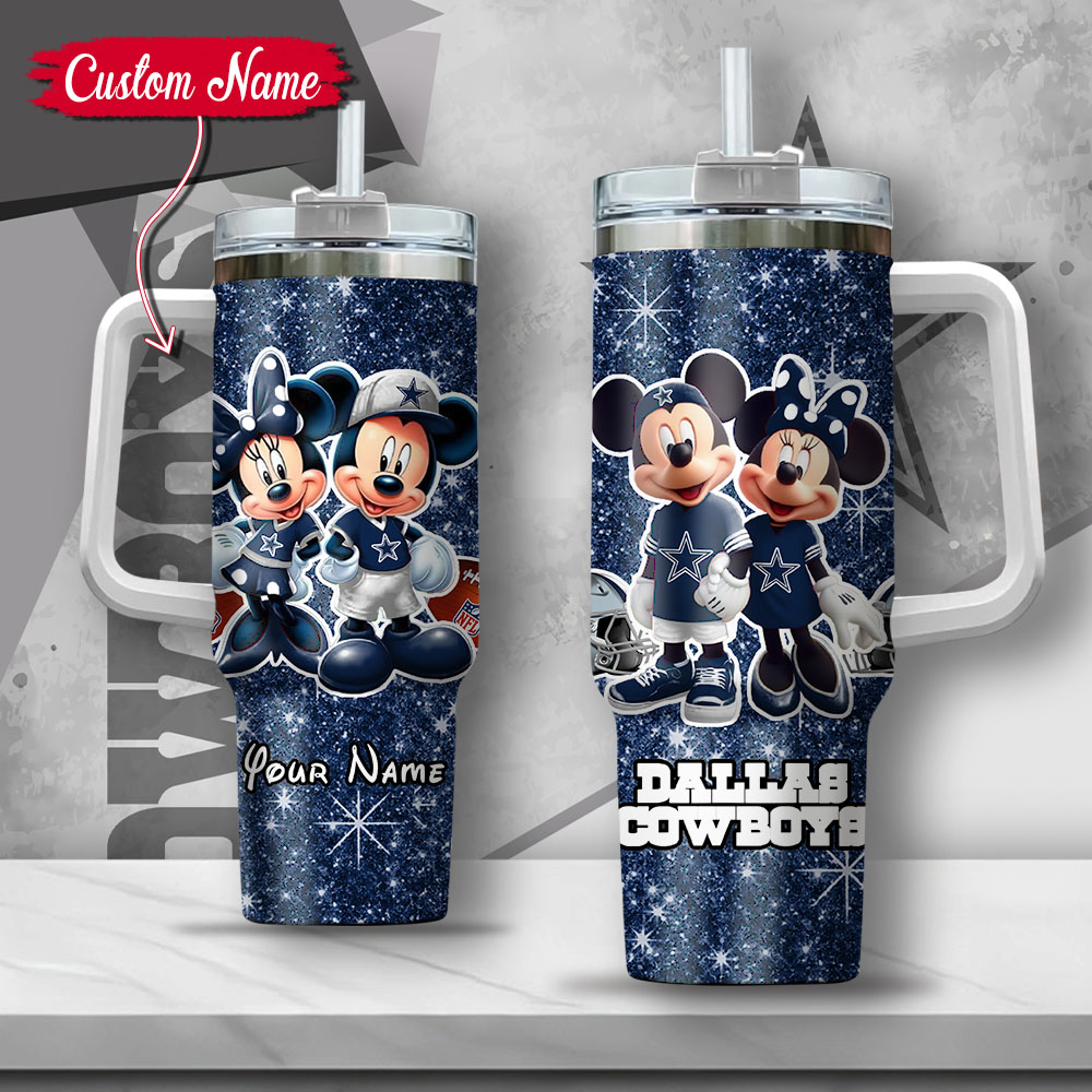 Custom Name Mickey & Minnie Dallas Cowboys Tumbler - Personalized Gift