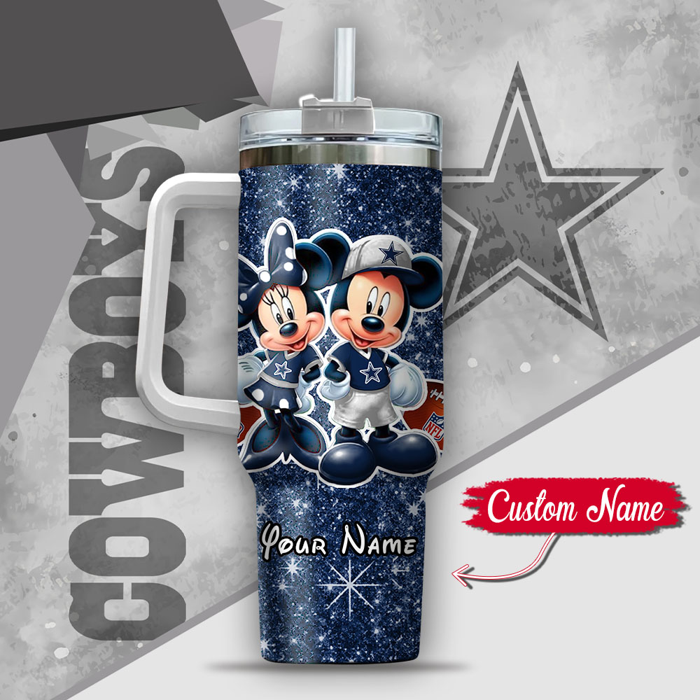 Custom Name Mickey & Minnie Dallas Cowboys Tumbler - Personalized Gift - Image 3