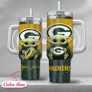 Customizable Green Bay Football Tumbler with Cute Alien Design
