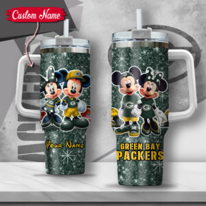 Customizable Mickey & Minnie Green Bay Packers Tumbler - Unique Fan Gift